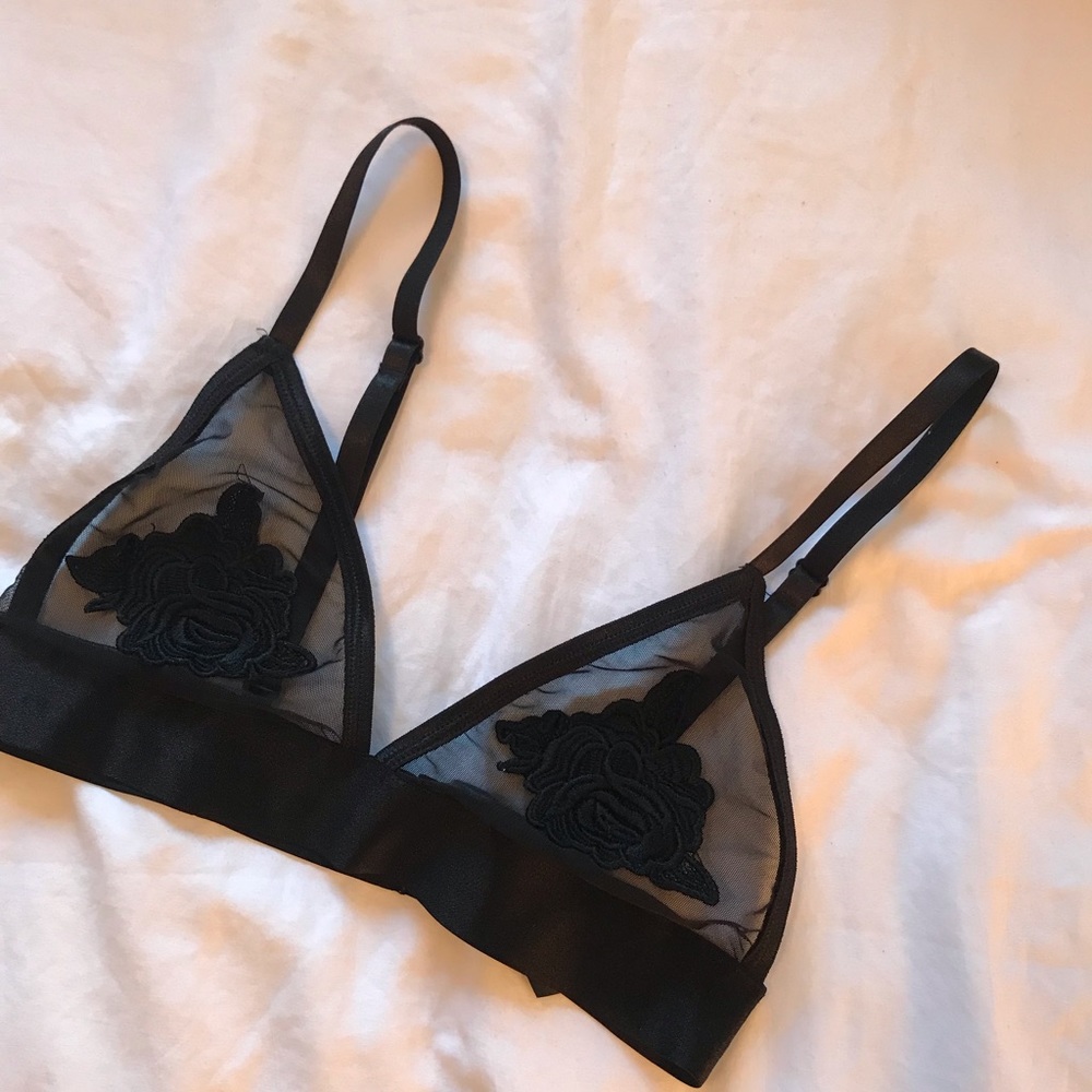 Dainty Embroidered Rose Bralette